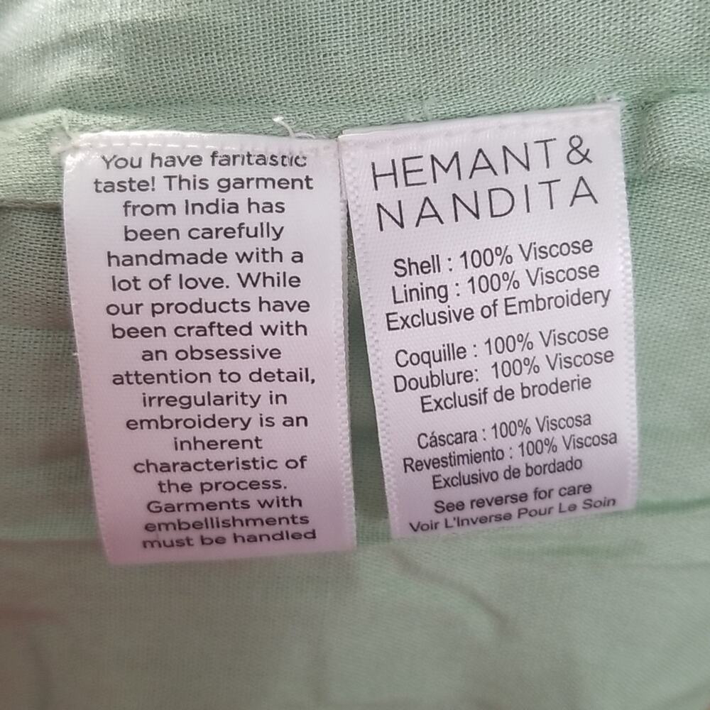 NWT Hemant & Nandita Hera Long Floral Dress Green Midi Medium $546 Retail - Picture 11 of 13